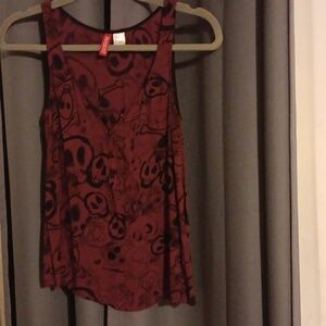 H&M Dark Red Skull Pattern Tank Top